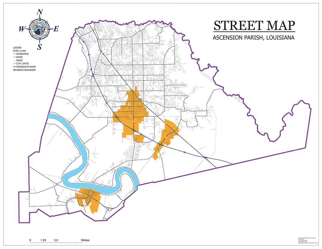 Ascension Parish Street Map
